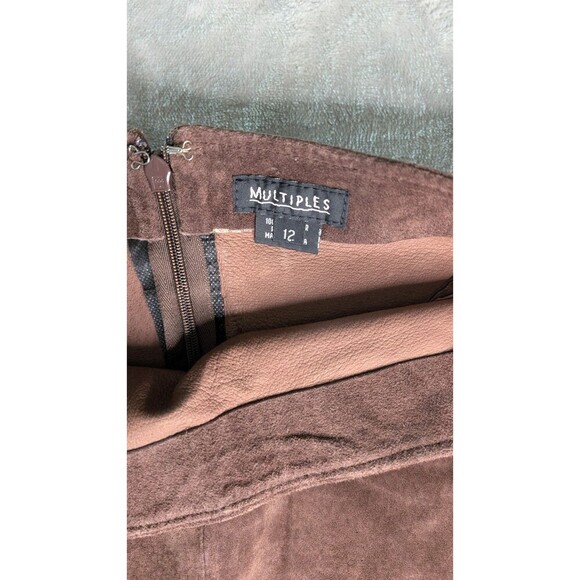 Multiples Sz12 Dead Stock Boho leather Brown Skirt Cowgirl Country Rodeo Y2K - Picture 4 of 12